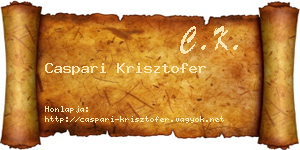 Caspari Krisztofer névjegykártya